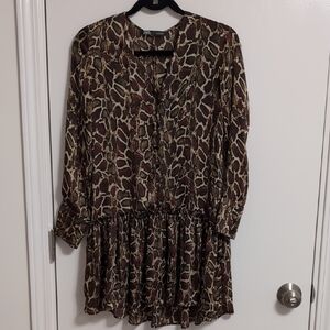 Zara Animal Print Mini Dress - Brown and Black